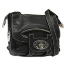 BALLY Shoulder Bag Leather Black Silver Auth BA5493-1