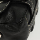 BALLY Shoulder Bag Leather Black Silver Auth BA5493-10