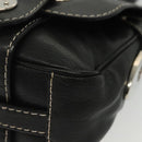 BALLY Shoulder Bag Leather Black Silver Auth BA5493-11