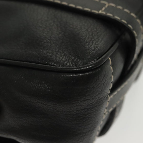 BALLY Shoulder Bag Leather Black Silver Auth BA5493