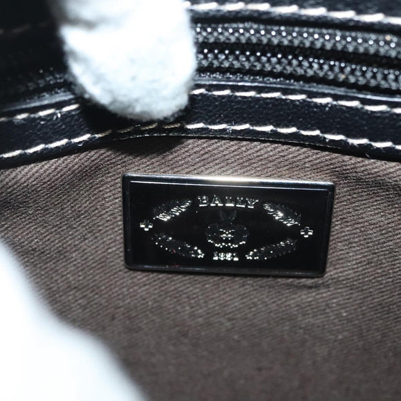 BALLY Shoulder Bag Leather Black Silver Auth BA5493