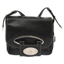 BALLY Shoulder Bag Leather Black Silver Auth BA5493-2