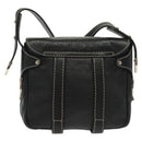 BALLY Shoulder Bag Leather Black Silver Auth BA5493-3