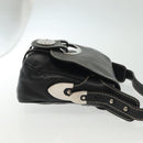 BALLY Shoulder Bag Leather Black Silver Auth BA5493-4