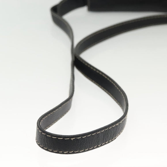 BALLY Shoulder Bag Leather Black Silver Auth BA5493