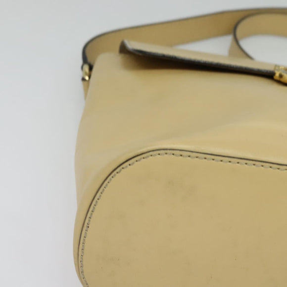 CELINE Shoulder Bag Leather Beige Gold Auth BA5496