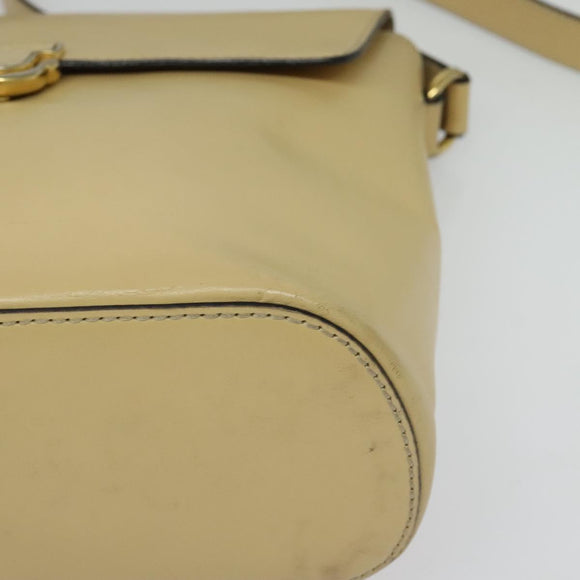 CELINE Shoulder Bag Leather Beige Gold Auth BA5496
