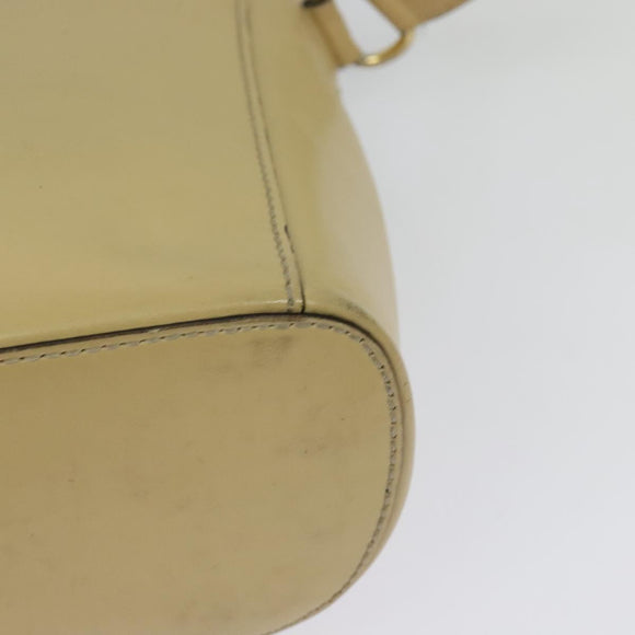 CELINE Shoulder Bag Leather Beige Gold Auth BA5496