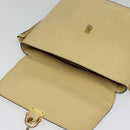 CELINE Shoulder Bag Leather Beige Gold Auth BA5496-10