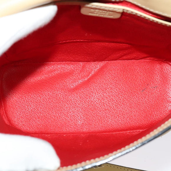 CELINE Shoulder Bag Leather Beige Gold Auth BA5496