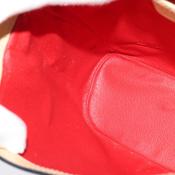 CELINE Shoulder Bag Leather Beige Gold Auth BA5496