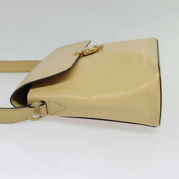 CELINE Shoulder Bag Leather Beige Gold Auth BA5496