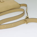 CELINE Shoulder Bag Leather Beige Gold Auth BA5496-7