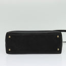 Salvatore Ferragamo Gancini Hand Bag Leather 2way Black Gold Auth BA5503-5