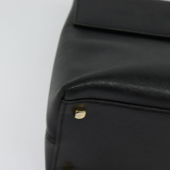 Salvatore Ferragamo Gancini Hand Bag Leather 2way Black Gold Auth BA5503