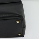 Salvatore Ferragamo Gancini Hand Bag Leather 2way Black Gold Auth BA5503-16