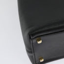 Salvatore Ferragamo Gancini Hand Bag Leather 2way Black Gold Auth BA5503-17