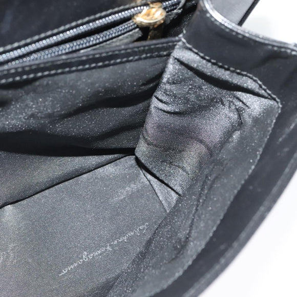 Salvatore Ferragamo Gancini Hand Bag Leather 2way Black Gold Auth BA5503