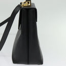 Salvatore Ferragamo Gancini Hand Bag Leather 2way Black Gold Auth BA5503-4