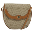 Christian Dior Honeycomb Canvas Shoulder Bag PVC Beige Gold Auth BA5504-1