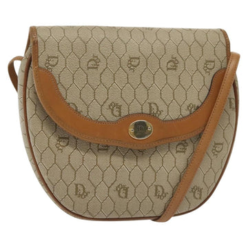 Christian Dior Honeycomb Canvas Shoulder Bag PVC Beige Gold Auth BA5504