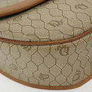 Christian Dior Honeycomb Canvas Shoulder Bag PVC Beige Gold Auth BA5504-14