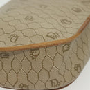 Christian Dior Honeycomb Canvas Shoulder Bag PVC Beige Gold Auth BA5504-16