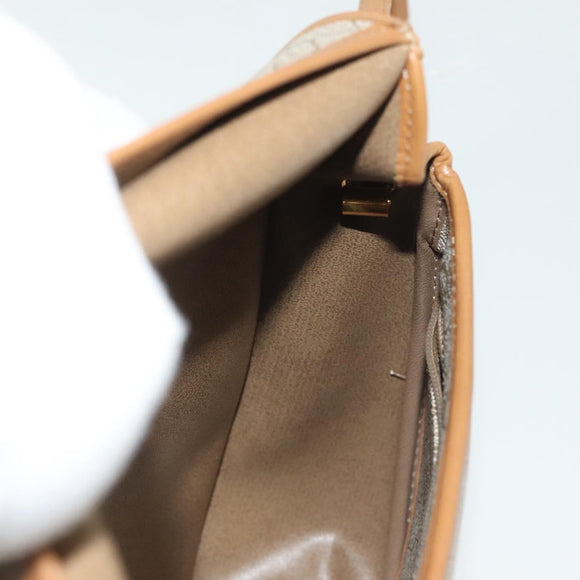 Christian Dior Honeycomb Canvas Shoulder Bag PVC Beige Gold Auth BA5504