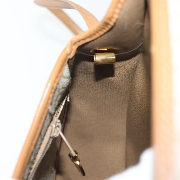 Christian Dior Honeycomb Canvas Shoulder Bag PVC Beige Gold Auth BA5504