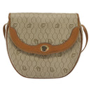 Christian Dior Honeycomb Canvas Shoulder Bag PVC Beige Gold Auth BA5504-13