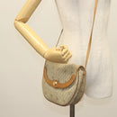Christian Dior Honeycomb Canvas Shoulder Bag PVC Beige Gold Auth BA5504-21
