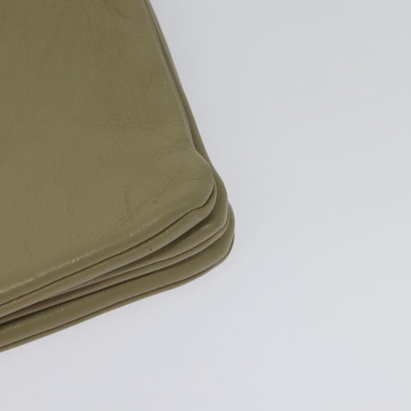 CELINE Trio Shoulder Bag Leather Beige Gold Auth BA5505