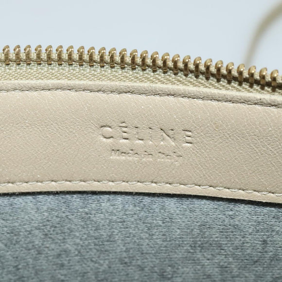 CELINE Trio Shoulder Bag Leather Beige Gold Auth BA5505