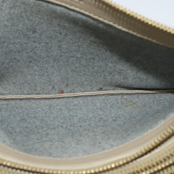 CELINE Trio Shoulder Bag Leather Beige Gold Auth BA5505