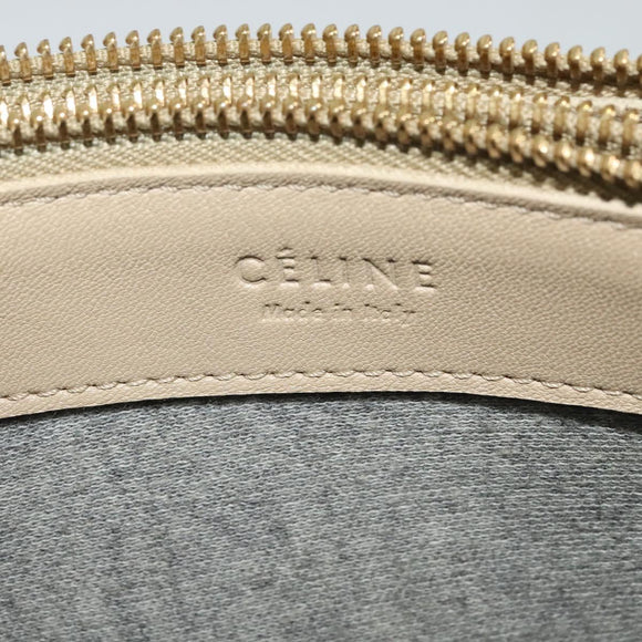 CELINE Trio Shoulder Bag Leather Beige Gold Auth BA5505