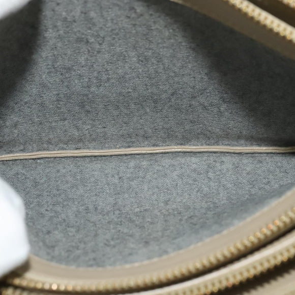 CELINE Trio Shoulder Bag Leather Beige Gold Auth BA5505