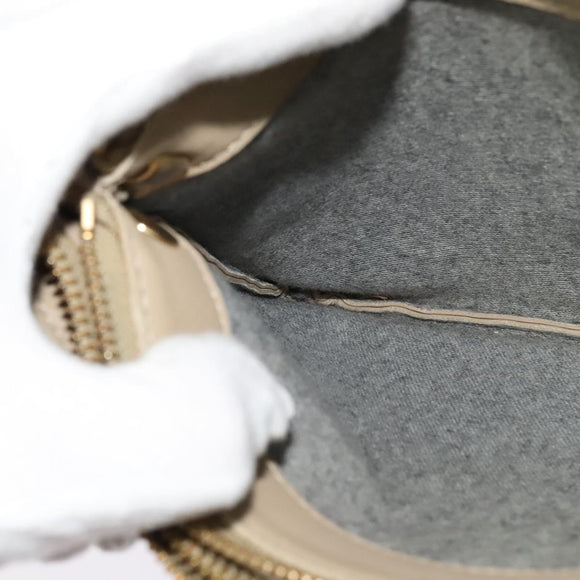 CELINE Trio Shoulder Bag Leather Beige Gold Auth BA5505