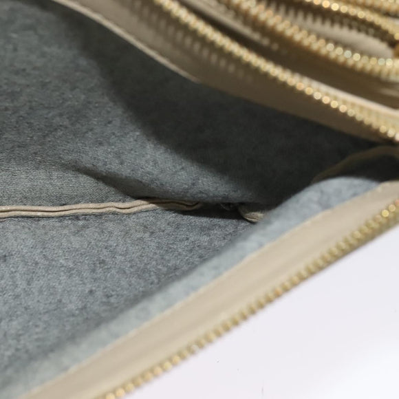 CELINE Trio Shoulder Bag Leather Beige Gold Auth BA5505