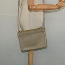 CELINE Trio Shoulder Bag Leather Beige Gold Auth BA5505-28