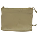 CELINE Trio Shoulder Bag Leather Beige Gold Auth BA5505-2
