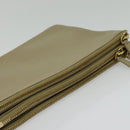 CELINE Trio Shoulder Bag Leather Beige Gold Auth BA5505-6