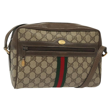 GUCCI GG Supreme Web Sherry Line Shoulder Bag PVC Beige Gold Red Auth BA5506