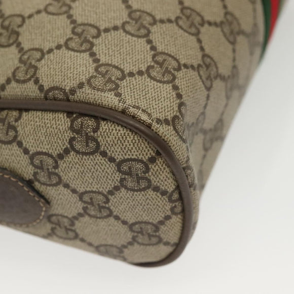 GUCCI GG Supreme Web Sherry Line Shoulder Bag PVC Beige Gold Red Auth BA5506