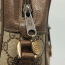 GUCCI GG Supreme Web Sherry Line Shoulder Bag PVC Beige Gold Red Auth BA5506-9