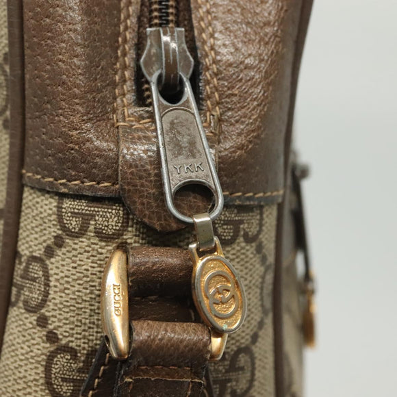 GUCCI GG Supreme Web Sherry Line Shoulder Bag PVC Beige Gold Red Auth BA5506