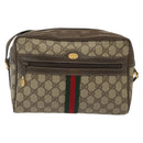 GUCCI GG Supreme Web Sherry Line Shoulder Bag PVC Beige Gold Red Auth BA5506-13