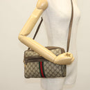GUCCI GG Supreme Web Sherry Line Shoulder Bag PVC Beige Gold Red Auth BA5506-23