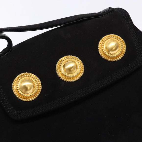 LOEWE Shoulder Bag Suede Black Gold Auth BA5507