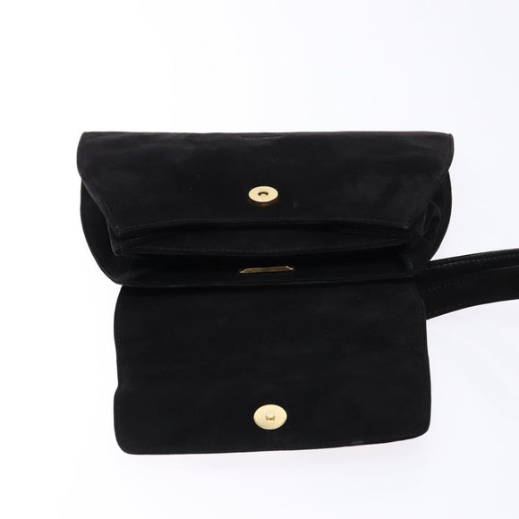 LOEWE Shoulder Bag Suede Black Gold Auth BA5507