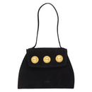 LOEWE Shoulder Bag Suede Black Gold Auth BA5507-13
